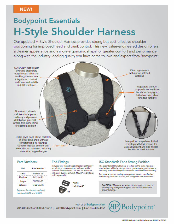 Bodypoint Essentials H-Style Shoulder Harness Sell Sheet